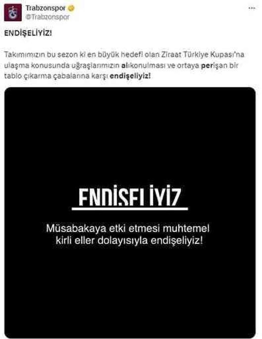 Trabzonspor'dan Başakşehir maçı öncesi dikkat çeken paylaşım: Endişeliyiz