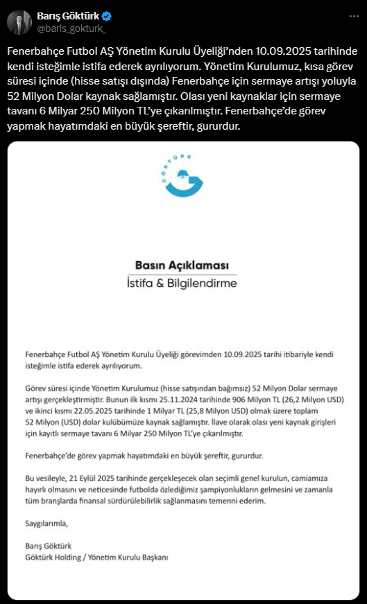 Fenerbahçe'de Tedesco sonrası beklenmedik istifa