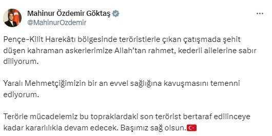 Kuzey Irak'ta şehit düşen 6 askerimiz için siyasilerden taziye mesajları