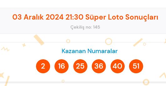 Süper Loto sonuçları açıklandı! 3 Aralık Süper Loto kazanan numaralar neler? Süper Loto sonuçlarına ne zaman, nereden bakılır?