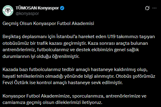 Konyaspor U19 Takımı, İstanbul'da kaza yaptı! Yaralılar var