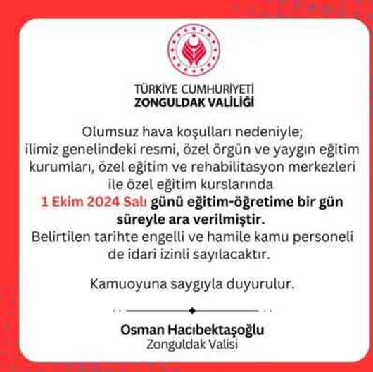 Bugün okullar tatil mi, bugün okul yok mu?