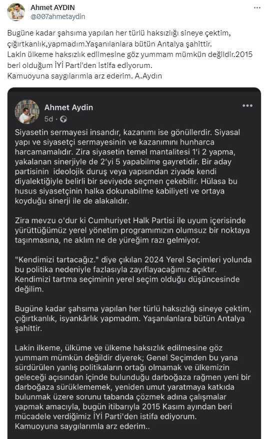 CHP'yle ittifak kapılarını kapatan İYİ Parti'de ilk istifa!