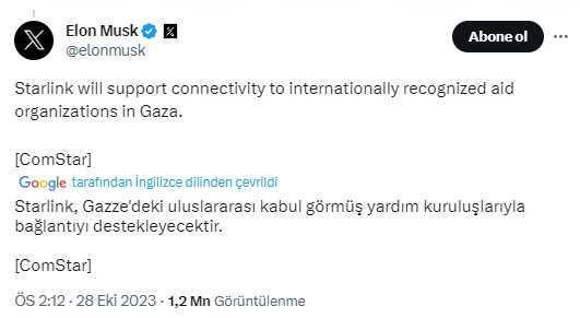 Elon Musk dünya ile iletişimi kesilen Gazze için devrede! Starlink uydularını ücretsiz internet sağlamak için bölgeye gönderiyor