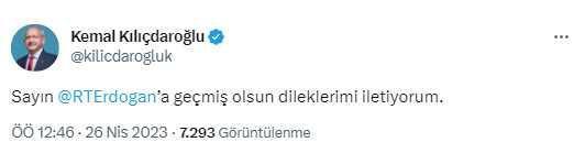 Kılıçdaroğlu'ndan canlı yayında rahatsızlanan Erdoğan'a geçmiş olsun mesajı