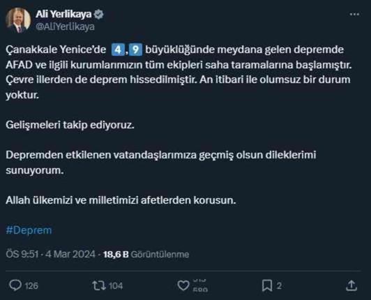 Çanakkale'de 4,9 büyüklüğünde deprem! İstanbul ve çevre illerde de hissedildi