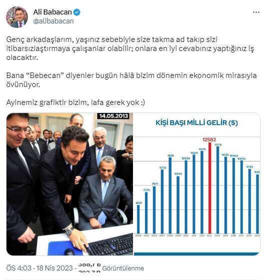 Babacan, kendisine 'Bebecan' diyen Cumhurbaşkanı Erdoğan'a paylaştığı grafikle yanıt verdi: Lafa gerek yok