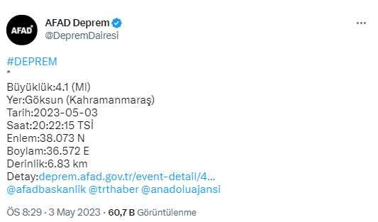 Son Dakika: Kahramanmaraş'ta 6 dakika arayla iki deprem: 5 ve 4.1 büyüklüğünde sallandı