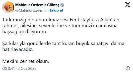 Siyasilerden Ferdi Tayfur için ardı ardına taziye mesajları