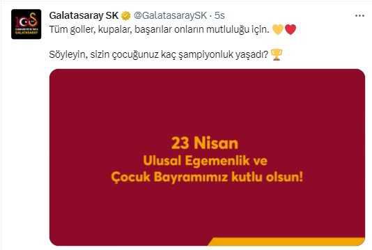 Galatasaray'dan Fenerbahçe taraftarını ayağa kaldıran 23 Nisan paylaşımı