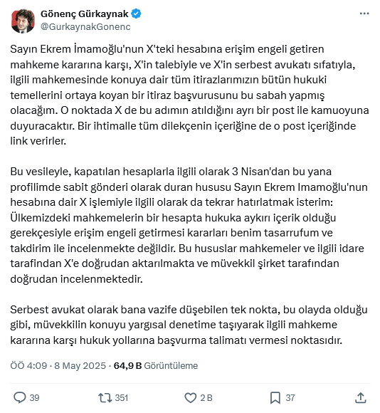 İmamoğlu'nun hesabına neden erişim engeli getirildi? X'ten resmi açıklama