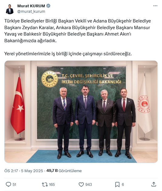 CHP'li belediye başkanlarından Murat Kurum'a ziyaret