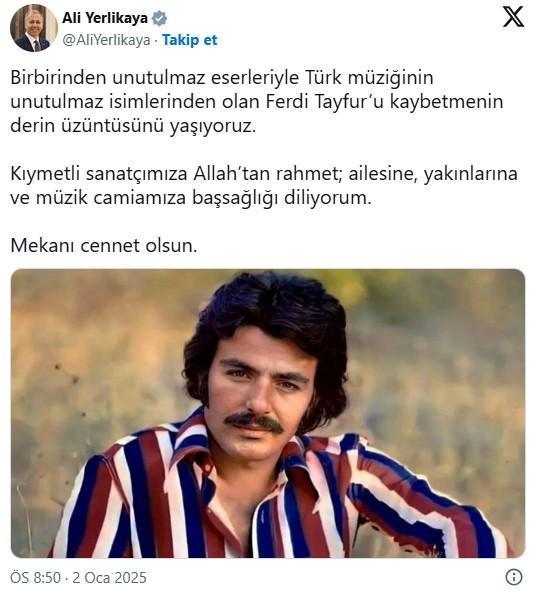 Siyasilerden Ferdi Tayfur için ardı ardına taziye mesajları