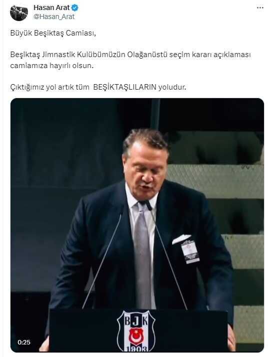 Beşiktaş'ta başkanlığa ilk aday Hasan Arat oldu