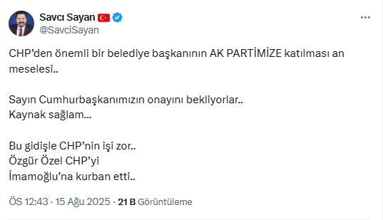 CHP'den önemli bir belediye başkanının AK Parti'ye katılacak iddiası: Kaynak sağlam