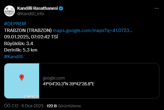 Trabzon'da deprem mi oldu? Depremin büyüklüğü kaç?