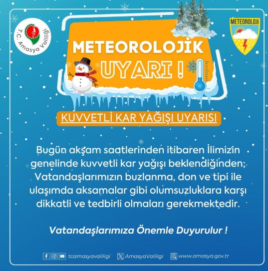 Amasya okullar tatil mi SON DAKİKA? 20 Şubat Perşembe Amasya okul yok mu (Amasya Valiliği Açıklaması – KAR TATİLİ)?