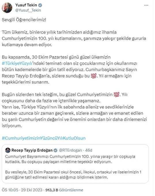 Okullar kaç gün tatil? 31 Ekim okullar tatil mi? Okullar ne zaman açılıyor?