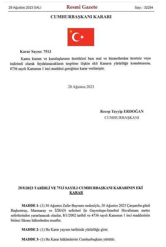 30 Ağustos otobüsler ücretsiz mi 2023? Marmara, İZBAN, EGO ücretsiz mi?