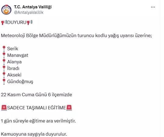 Bugün okullar tatil mi 22 Kasım Cuma?