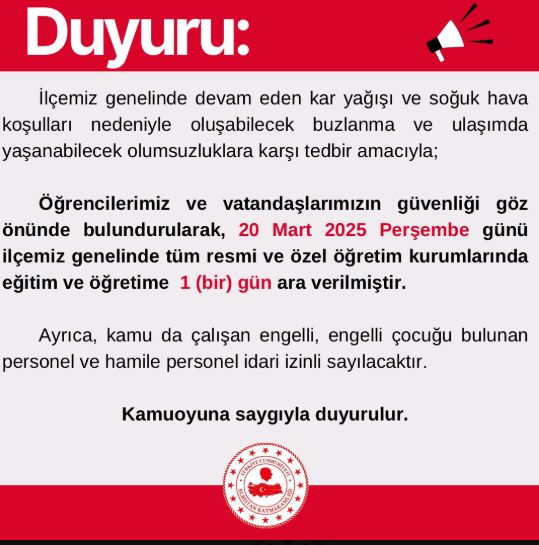 Kahramanmaraş okullar tatil mi SON DAKİKA? 20 Mart Perşembe ELBİSTAN okul yok mu (Kahramanmaraş Valiliği Açıklaması)!