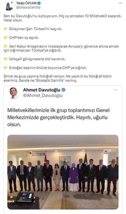 Tanju Özcan'dan Ahmet Davutoğlu'na zehir zemberek sözler