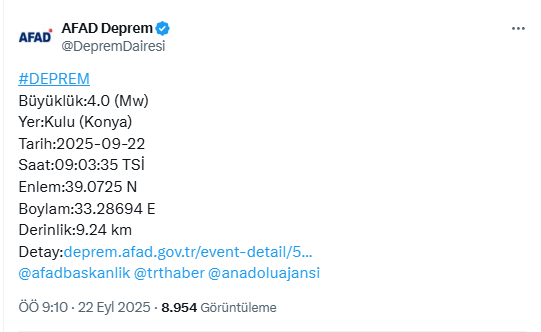 Konya'da korkutan deprem