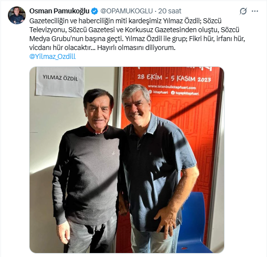 Pamukoğlu'ndan Yılmaz Özdil'e destek: 'Gazeteciliğin miti kardeşimiz…'