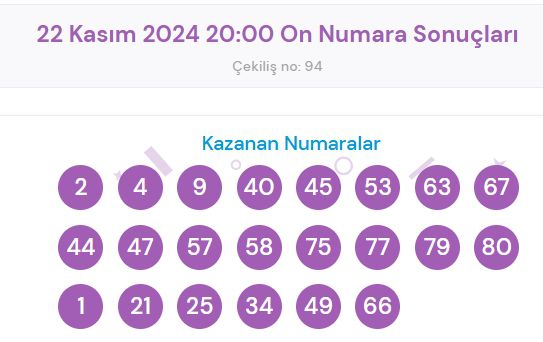 22 Kasım 2024 On Numara çekiliş sonuçları açıklandı! On Numara sonuçları saat kaçta? On Numara CANLI izle! Bugün kazanan numaralar neler?