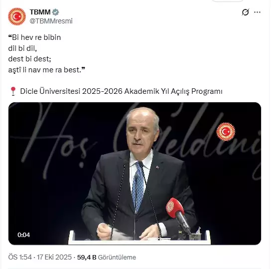 TBMM Başkanı'nın Kürtçe çağrısı sosyal medyada paylaşıldı