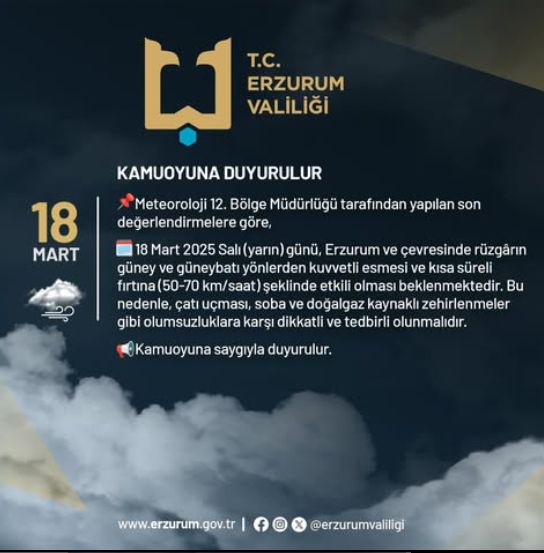 Erzurum okullar tatil mi SON DAKİKA? 18 Mart Salı Erzurum okul yok mu (Erzurum Valiliği Açıklaması)!