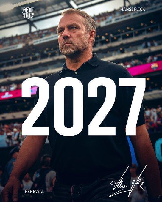 Barcelona, Hansi Flick'in sözleşmesini 2027'ye kadar uzattı