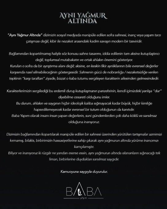 Domuz eti sahnesi tartışmaları devam ediyor: Yapım şirketinden açıklama