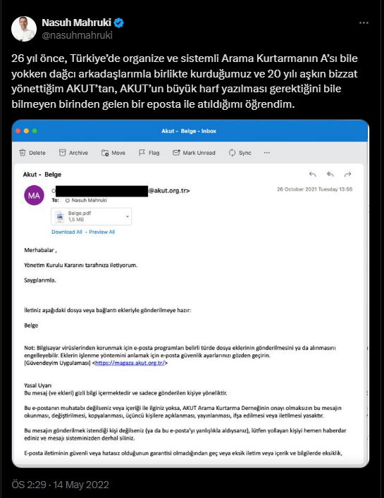 Nasuh Mahruki AKUT'tan neden atıldı?