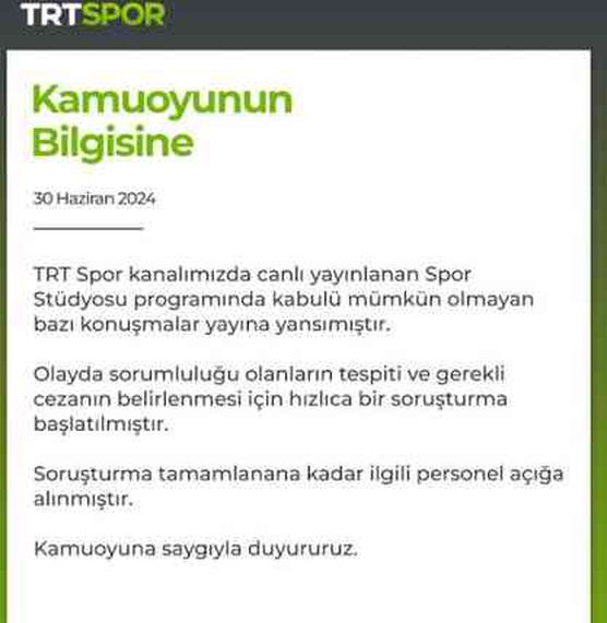 TRT Spor'da ne oldu? 30 Haziran TRT Spor canlı yayı argo konuşma olayı ne?