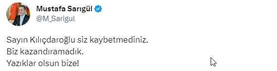 Sarıgül'den seçim yenilgisi sonrası Kılıçdaroğlu'na destek: Yazıklar olsun bize