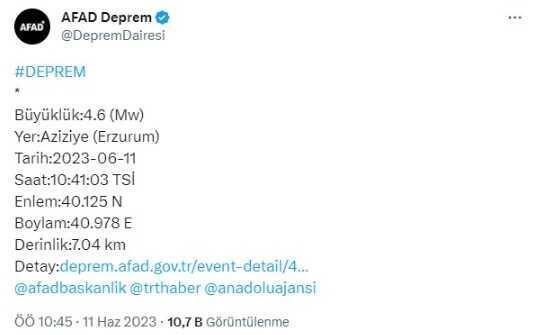 Erzurum deprem şiddeti ne? Erzurum'da kaç büyüklüğünde deprem oldu? Depremin büyüklüğü ne kadar?