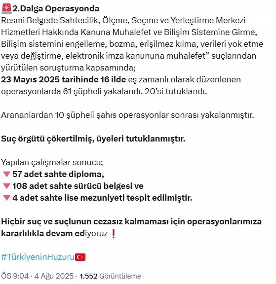 Yerlikaya'dan sahte diploma skandalına ilişkin açıklama