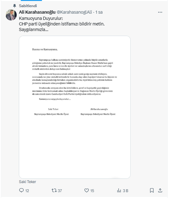 CHP'li meclis üyeleri peş peşe istifa etti! Belediye Başkanına ağır sözler