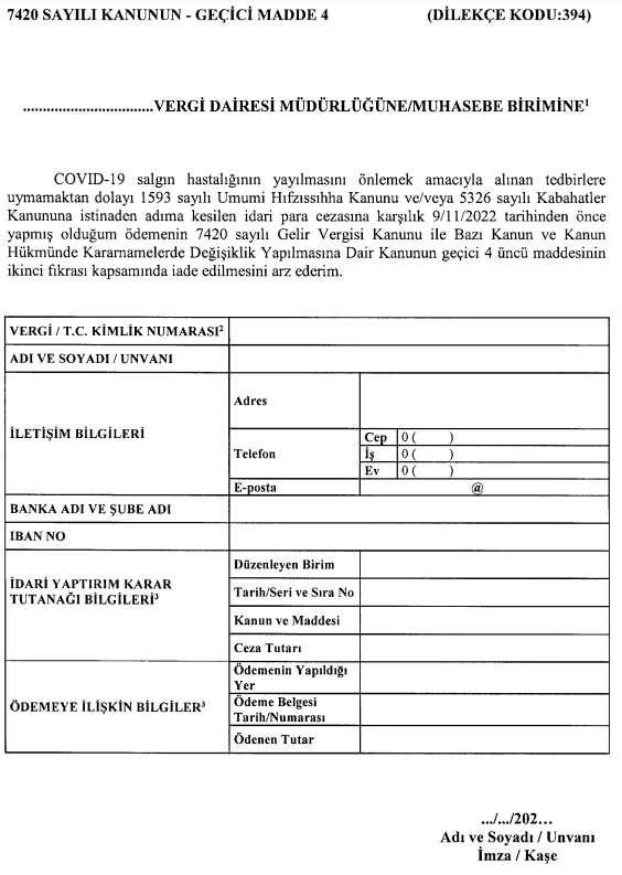 Korona cezalarının iadesi için başvuru formu yayımlandı! Bu tarihi geçirmeyin