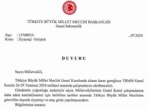 Meclis kapattıran protesto! 30 Temmuz'a kadar ziyaretçi yasağı geldi