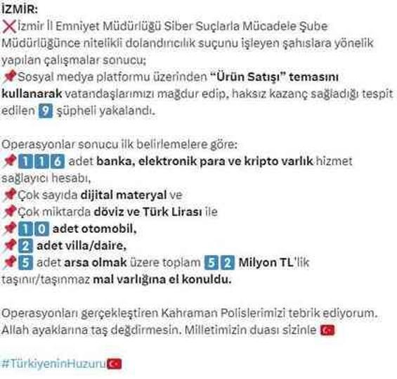 SİBERGÖZ-36 Operasyonlarında 23 ilde 109 şüpheli yakalandı