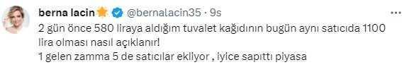 Berna Laçin, tuvalet kağıdına yapılan zamma tepki gösterdi: Piyasa sapıttı