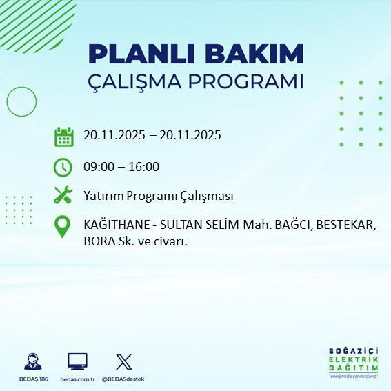 Yarın İstanbul hangi ilçelerde elektrik kesintisi olacak 20 Kasım BEDAŞ?