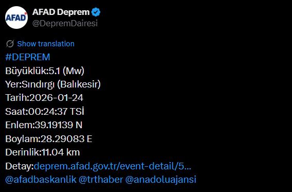 Bursa deprem mi oldu? 24 Ocak Cumartesi Bursa'da deprem nerede oldu?