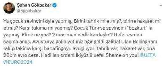 Şahan Gökbakar, Merih Demiral'a verilen cezadan dolayı UEFA'ya verip veriştirdi: İkiyüzlü