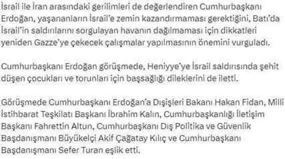Hamas lideri Heniyye ile görüşen Cumhurbaşkanı Erdoğan'ı hedef aldı! İsrailli bakan Katz'dan hadsiz paylaşım!