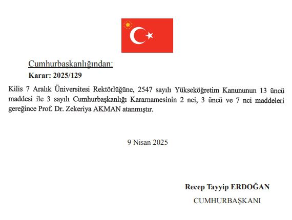 Yeni Kilis 7 Aralık Üniversitesi rektörü kim oldu? Kilis 7 Aralık Üniversitesi Rektörü Prof. Dr. Zekeriya Akman kimdir, kaç yaşında, nereli, branşı ne