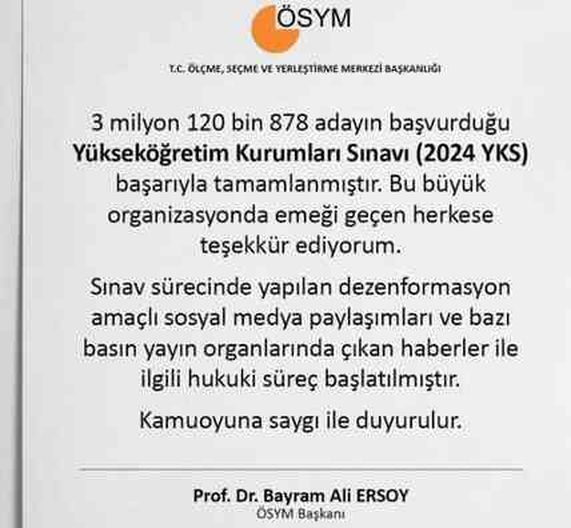 'YKS iptal mi olacak, sorular çalındı mı' iddialarına ÖSYM Başkanı'ndan cevap geldi!