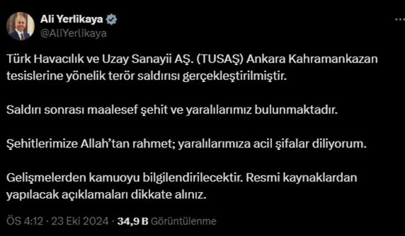 Son dakika: Ankara'da patlama ne zaman oldu? TUSAŞ patlama anı görüntüleri!